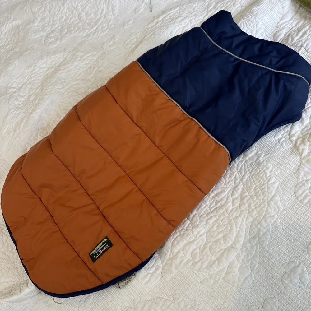 LL Bean Mountain Classic Dog‎ Parka Quilted Puffer Reversible Jacket Extra Large